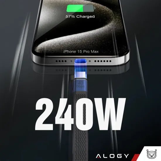 Alogy kabel USB-C - USB-C, 13,7cm, crni