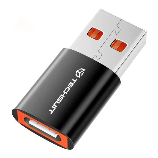 Techsuit Premium OTG προσαρμογέας HyperPort (A5) USB-C - USB, μαύρο-πορτοκαλί