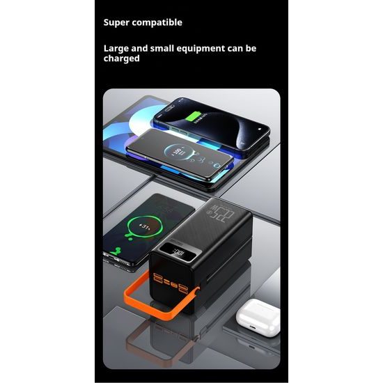 Power Bank 60.000 mAh, 22.5W PD, 4 USB + 2 καλώδια, LED φώτα, μαύρο