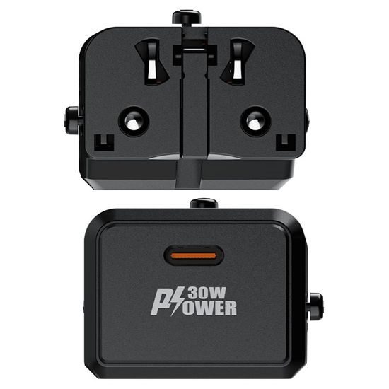 Acefast Ταξιδιωτικός Προσαρμογέας Z7, GaN, PD30W, USB-C, μαύρος