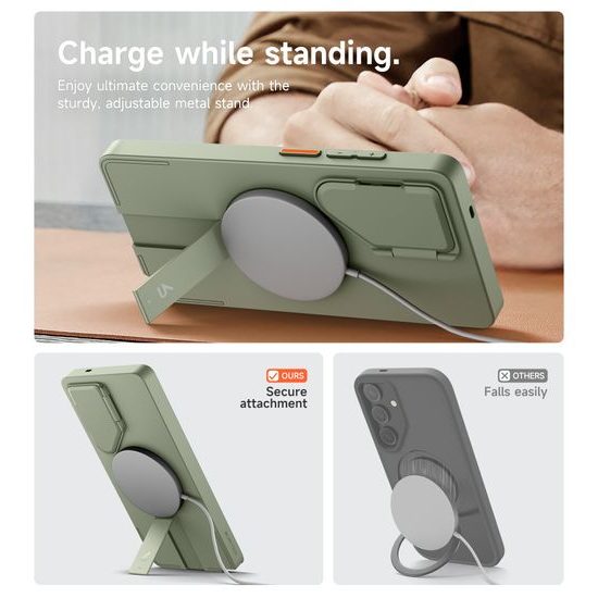 Suritch MagSafe Kickstand Camprotector obal Samsung Galaxy S25 Ultra, zelený