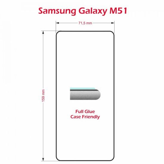 Swissten Full Glue, Color frame, Case friendly, Edzett védőüveg, Samsung Galaxy M51, fekete