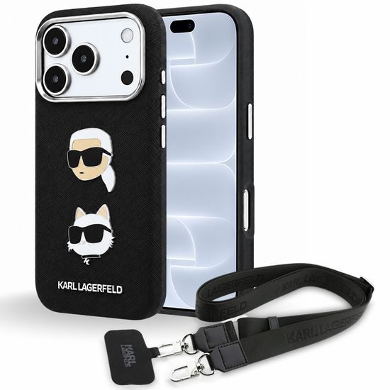 Karl Lagerfeld Saffiano K&C Heads Pins and Logo Crossbody ümbris iPhone 17 Pro Max / 18 Pro Max – must