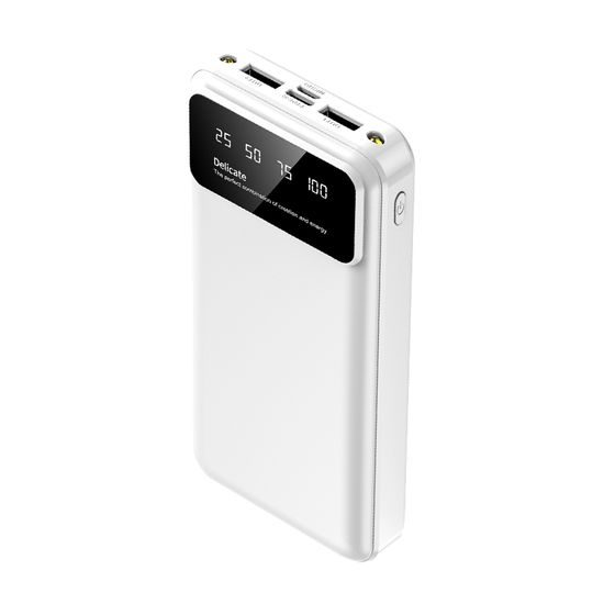 Power Bank 20000mAh, 2x USB, con luce LED, bianco