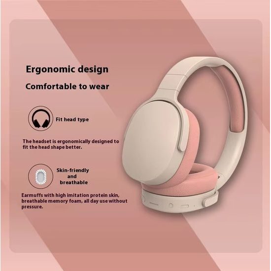 Ασύρματα ακουστικά Bluetooth με άνετα ωτοκούπες, ANC, ροζ