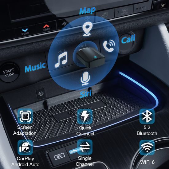 Ασύρματος Προσαρμογέας για CarPlay και Android Auto, Plug & Play, ABS, CA15