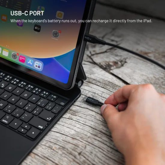 Tok vezeték nélküli billentyűzettel FIXED Typee tabletre, Apple iPad Pro 12.9 2018 / 2020 / 2021 / 2022, iPad Pro 13 / iPad Air 13, CZ, fekete
