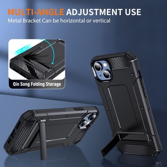 Techsuit Hybrid Armor Kickstand, iPhone 14 Pro Max, crni