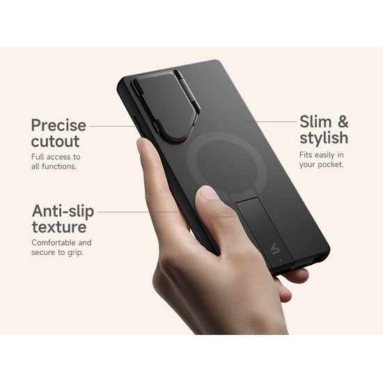 Samsung Galaxy S23 Ultra ümbris – Suritch MagSafe Kickstand Camprotector – must