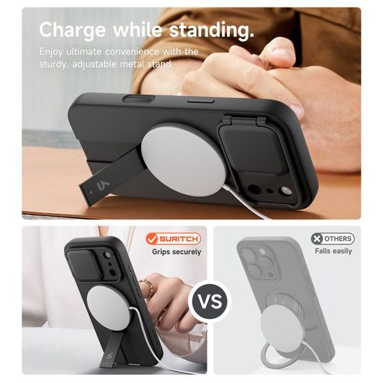 Suritch MagSafe Kickstand Camprotector θήκη iPhone 17 Pro, μαύρη