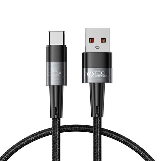 Tech-Protect UltraBoost USB-C kabel, 66W / 6A, 0,25 m, šedý