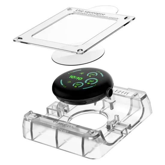 Google Pixel Watch 3 / 4 / 5 (41 mm) aizsargstikls – Spigen Elite Shield Ez Fit 2 hibrīdā pārklājuma komplekts 2 gab. ar uzstādīšanas rāmi