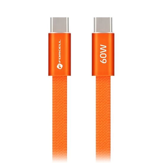Cablu Forcell F-Energy USB-C - USB-C, QC4.0, PD, 3 A, 60 W, 1,2 m, portocaliu