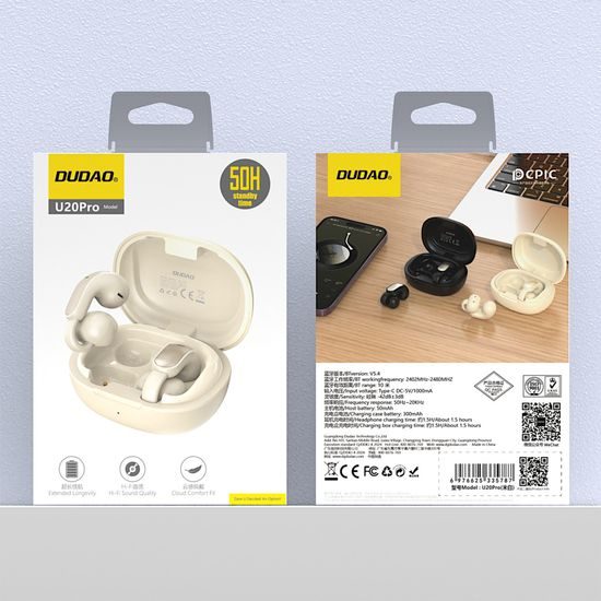 Dudao U20 Pro TWS brezžične Bluetooth slušalke, bele