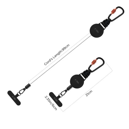 Tech-Protect ATH04 UrbanLoop Sicherheitshalter gegen Diebstahl mit einziehbarem Stahlkabel und Karabiner - Schwarz-Orange