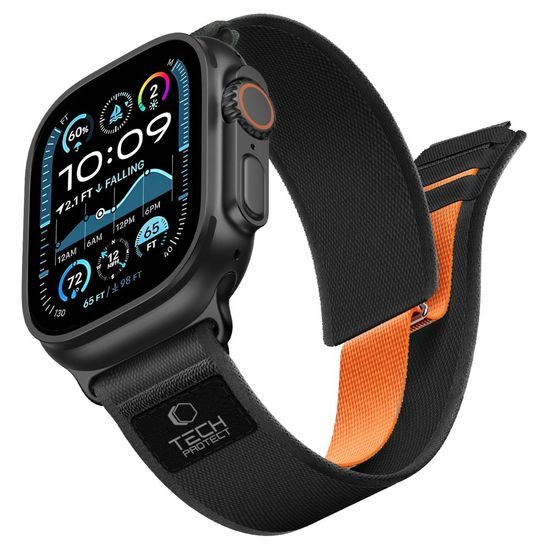 Tech-Protect Nylon Elite Apple Watch 8 / 9 / 10 / 11 / 12 / SE / Ultra (44 / 45 / 46 / 49) mm, čierno-oranžový