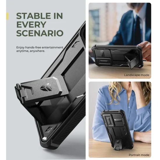 Dexnor 360 Kickstand Camprotector obal Samsung Galaxy S25, černý