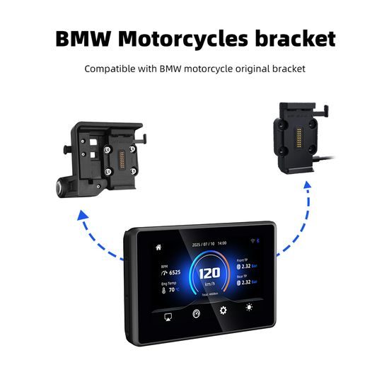 5" Bezdrôtový displej pre motocykle BMW, Apple CarPlay / Android Auto