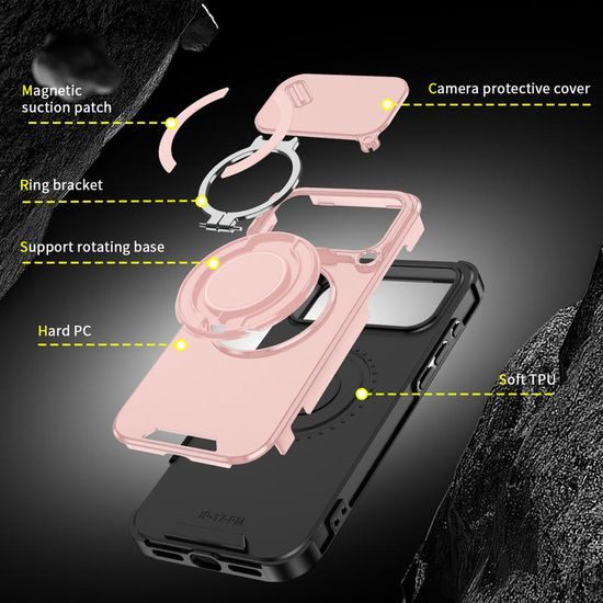Camslide Stand etui, iPhone 18 Pro Max, rožnat
