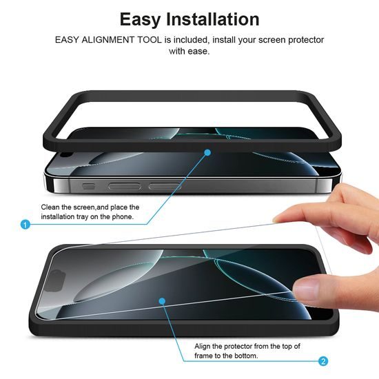 JP Mega Pack Szkło hartowane, 3 szkła na telefon z aplikatorem + 2 szkła na obiektyw, iPhone 16 Pro