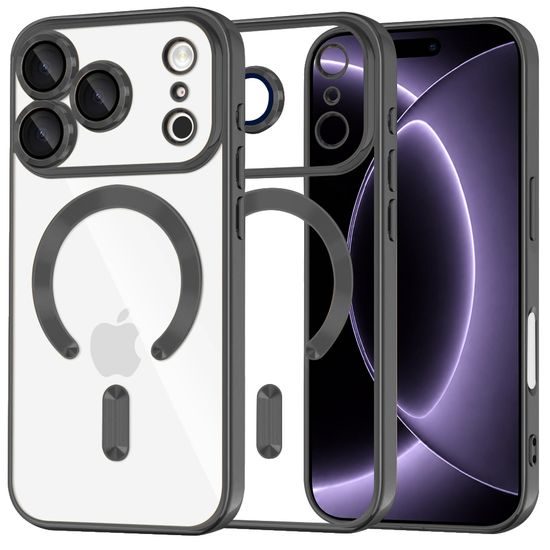 iPhone 17 Pro / 18 Pro aizsargvāciņš – Techsuit Luxury Crystal MagSafe – melns