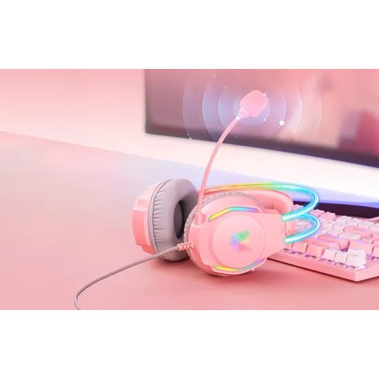 Onikuma X26 Játékos fülhallgató, rózsaszín