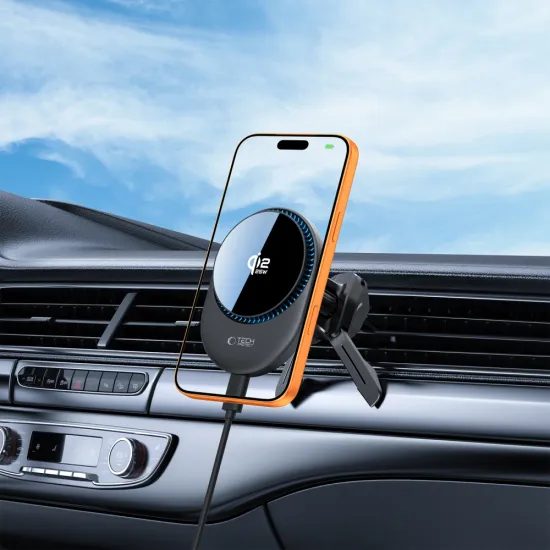 Tech-Protect V21 magnetický MagSafe držák s bezdrátovým nabíjením, 25 W Qi2.2, černý