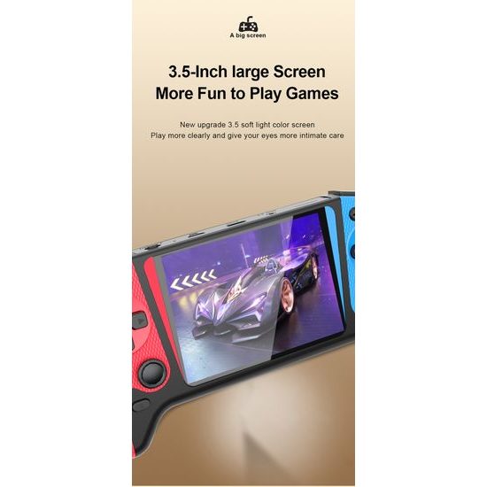 Q21 Φορητή κονσόλα παιχνιδιών με οθόνη 3,5" HD, 500 παιχνίδια και χειριστήρια για 2 παίκτες, κόκκινο-μπλε