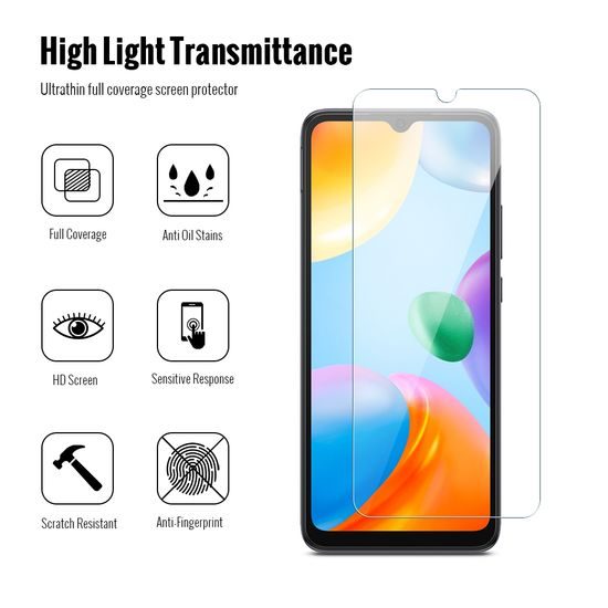 Πακέτο JP Combo, Σετ 2 προστατευτικών γυαλιών και 2 καλυμμάτων φακού, Xiaomi Redmi 10C