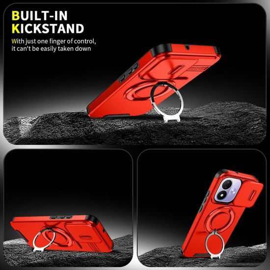 Xiaomi Redmi Note 17 4G / 5G ümbris – Camslide Stand kaamerakaitsega alusega – punane