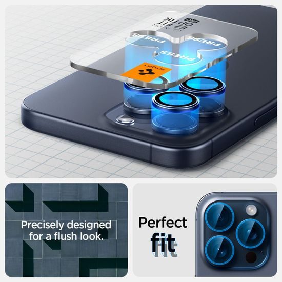 Spigen Optik.TR Ez Fit ochrana fotoaparátu, 2 kusy, iPhone 14 Pro / 14 Pro Max / 15 Pro / 15 Pro Max, modrá
