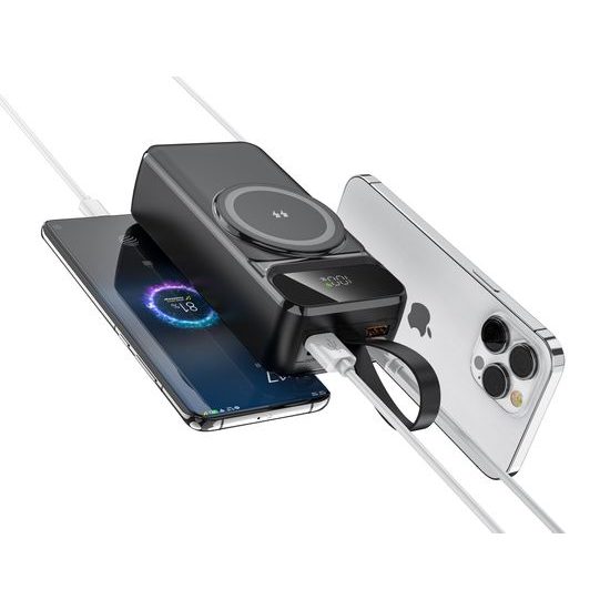 MagSafe 15W bezdrátová PowerBanka, 30 000 mAh se 3 integrovanými kabely, velikost XL, černá