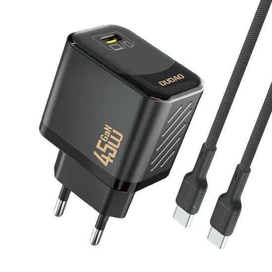 Dudao A28C punjač + USB-C kabel, 45W, GaN, crni