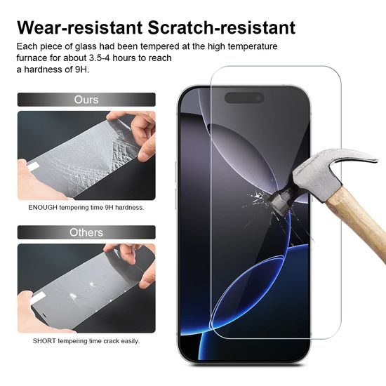 JP Long Pack Szkło hartowane, 3 szkła na telefon z aplikatorem, iPhone 16 Pro Max