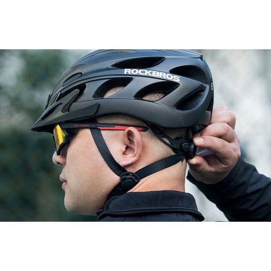 Rockbros TT-16 Κράνος ποδηλασίας με γυαλιά, μαύρο