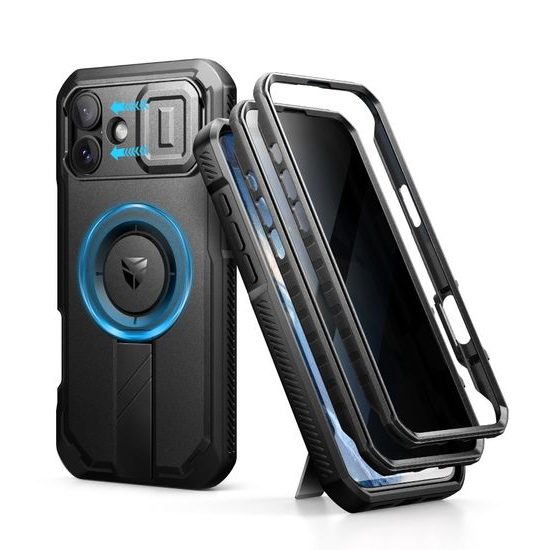 Dexnor Privacy MagSafe Kickstand Camprotector maska iPhone 16 Plus, crna