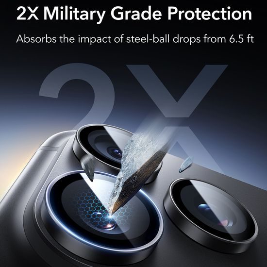 iPhone 18 Pro / 18 Pro Max kameras aizsargstikls – ESR Armorite komplekts 2 gab. – melns