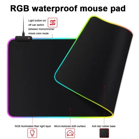 RGB herní podložka pod myš, 250*300*3mm