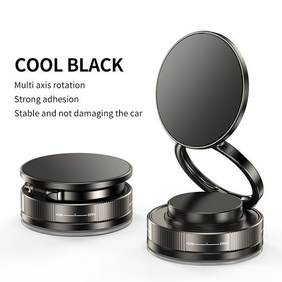 Μαγνητική βάση τηλεφώνου αυτοκινήτου 360° με βεντούζα και μαγνήτη ρουβιδίου, μαύρη, C46