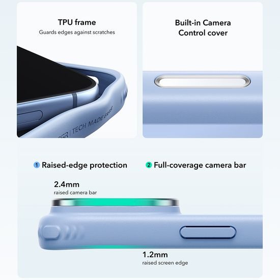 iPhone 17 Pro / 18 Pro vāciņš – ESR Classic Hybrid HaloLock Kickstand ar statīvu – gaiši zils