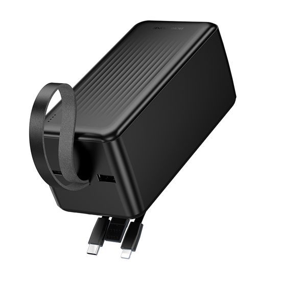 Borofone akupank BJ79C 50000mAh USB-A + USB-C ja Lightning kaablitega – must