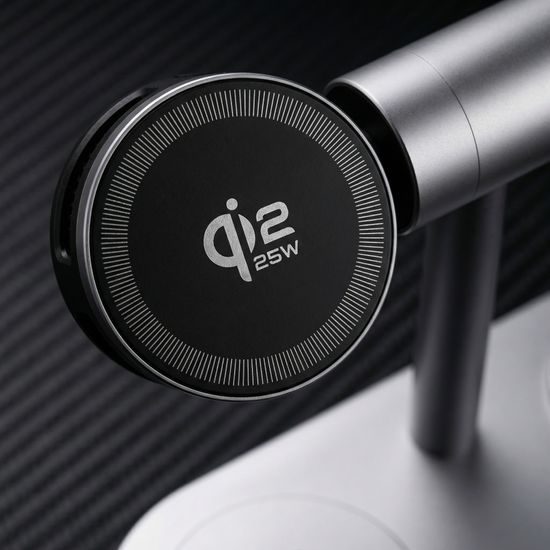 Qi2.2 MagSafe Nabíjecí stanice 5v1 s aktivním chlazením, 25 W a 360° rotací pro iPhone, Apple Watch, AirPods, Android, stříbrná