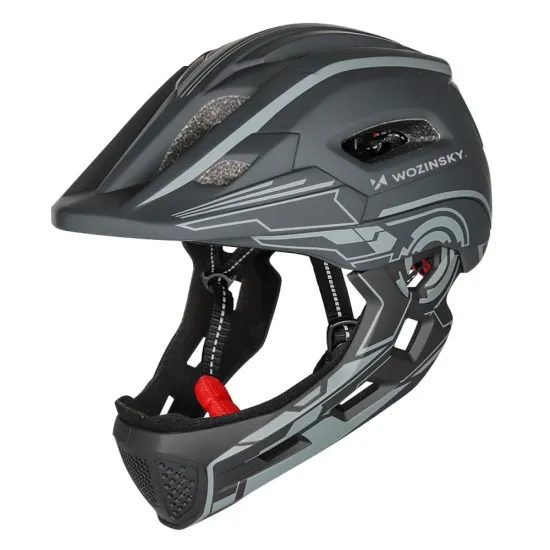 Casco da ciclismo per bambini Wozinsky con luce posteriore USB S, grigio