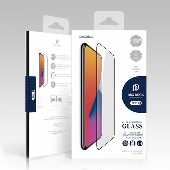 Dux Ducis 10D Displayschutz aus gehärtetem Glas, iPhone 12 Pro MAX, schwarz