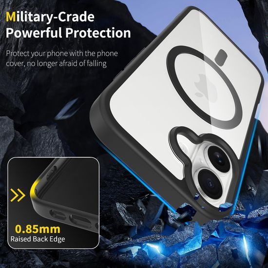 JP MagFit Clear MagSafe θήκη με μαγνήτη N52, iPhone 17, μαύρη