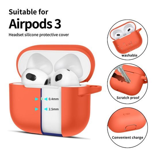 Tech-Protect Θήκη Σιλικόνης, Apple AirPods 3, πορτοκαλί