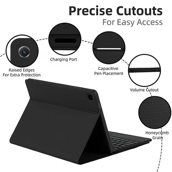 JP Μαγνητική θήκη με Bluetooth πληκτρολόγιο, touchpad, φωτισμό και βάση για stylus, Samsung Galaxy Tab A8, μαύρη