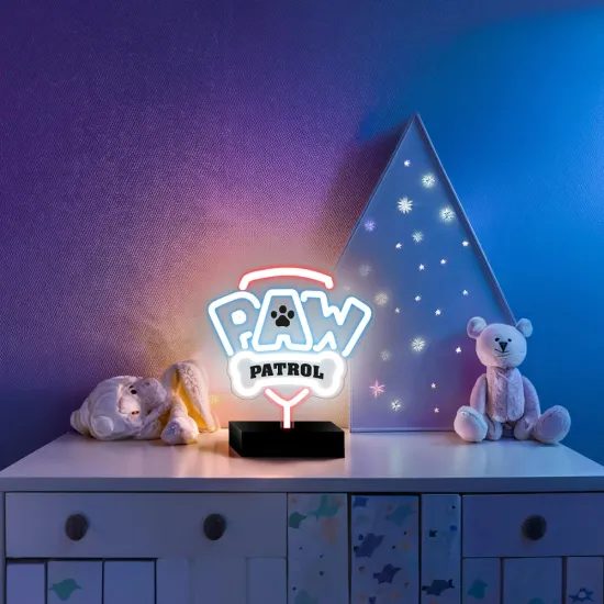 Paw Patrol Neon LED Lampe mit Ständer - Logo Design - Kinderzimmer Dekoleuchte