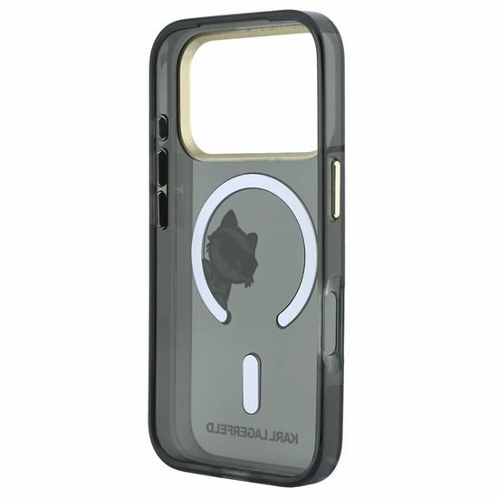 Karl Lagerfeld IML Peekaboo Print Case für iPhone 17 Pro / 18 Pro - MagSafe kompatibel mit Metallrahmen - Schwarz