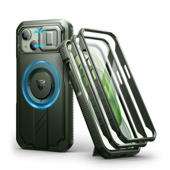 Dexnor MagSafe 360 Βάση Στήριξης Προστατευτική Θήκη iPhone 15, πράσινη